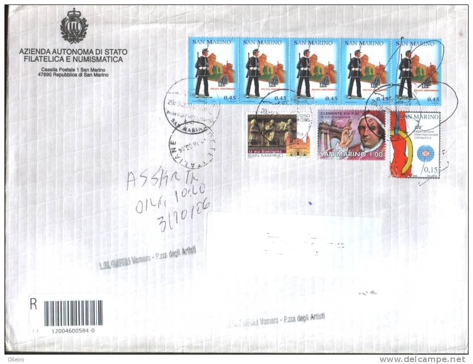 San Marino 2006 Busta Affrancata Valori Milizia Uniformata-Via Francigena- 150 Ginnastica - Storia Postale