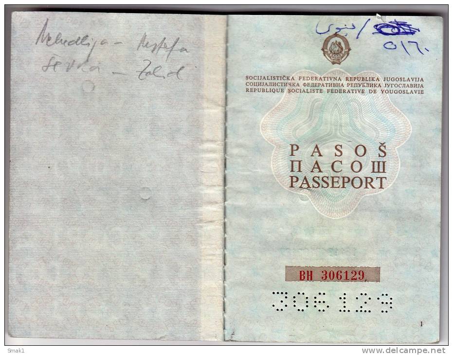 H PASSPORT SFRJ JUGOSLAVIA KAKANJ BOSNIA  WORK VISA FOR IRAQ - Historische Documenten