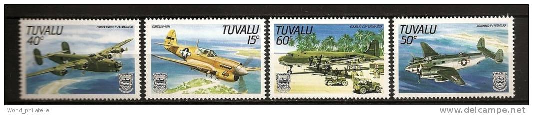 Tuvalu 1985 N° 315 / 8 ** Avions, Seconde Guerre Mondiale, Curtis P40N, B24 Liberator, Lockheed PV1, Douglas Skymaster - Tuvalu (fr. Elliceinseln)