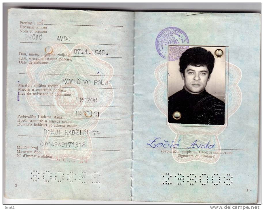 H PASSPORT SFRJ JUGOSLAVIA PROZOR BOSNIA  WORK VISA FOR IRAQ - Historical Documents