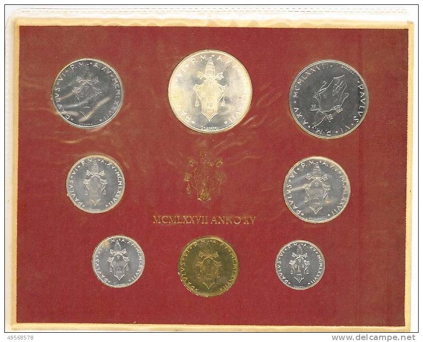 Vaticano 1977 - Serie Divisionale 8 Monete 1,2,5,10, 20, 50, 100,  Metalli Vari + £.500 AG - - Vaticaanstad