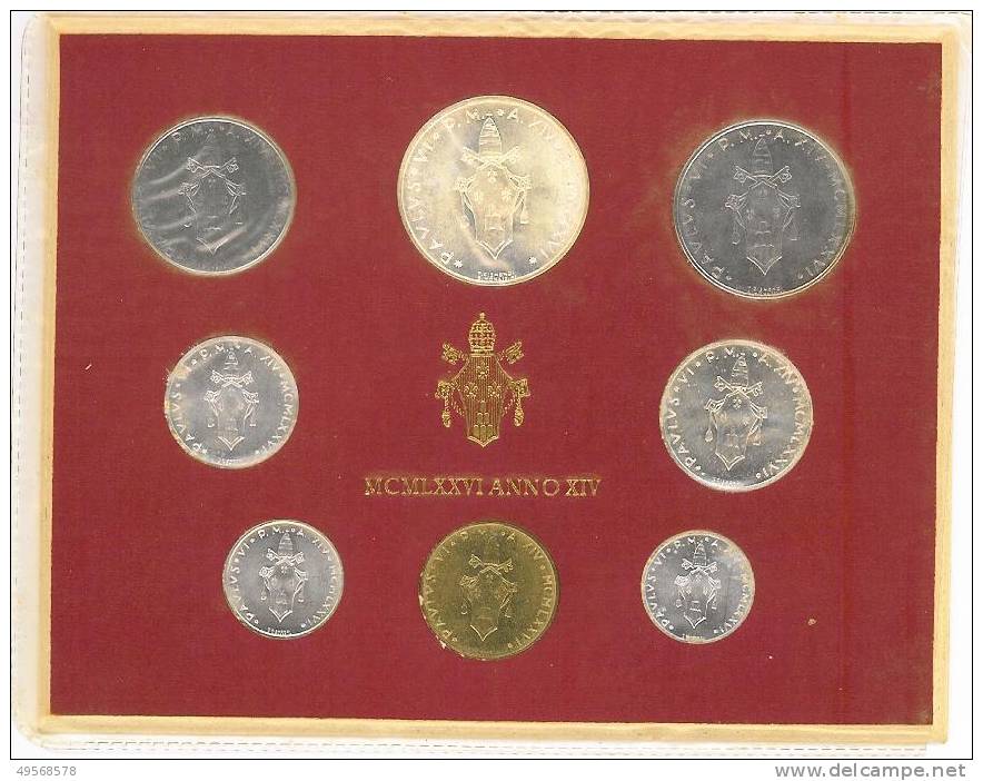 Vaticano 1976 - Serie Divisionale 8 Monete 1,2,5,10, 20, 50, 100,  Metalli Vari + £.500 AG - - Vatikan