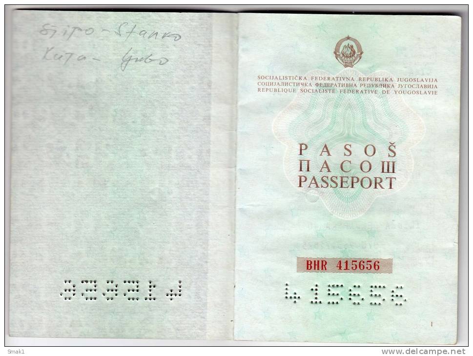 H PASSPORT SFRJ JUGOSLAVIA SARAJEVO BOSNIA  WORK VISA FOR IRAQ - Historical Documents