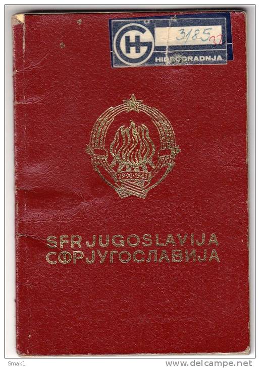 H PASSPORT SFRJ JUGOSLAVIA BILE&#262;A BOSNIA  WORK VISA FOR IRAQ - Historical Documents