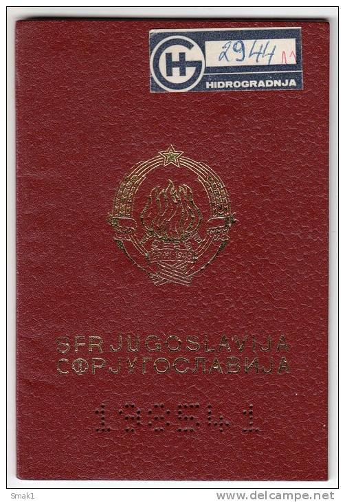 H PASSPORT SFRJ JUGOSLAVIA KISELJAK BOSNIA  WORK VISA FOR IRAQ - Historical Documents