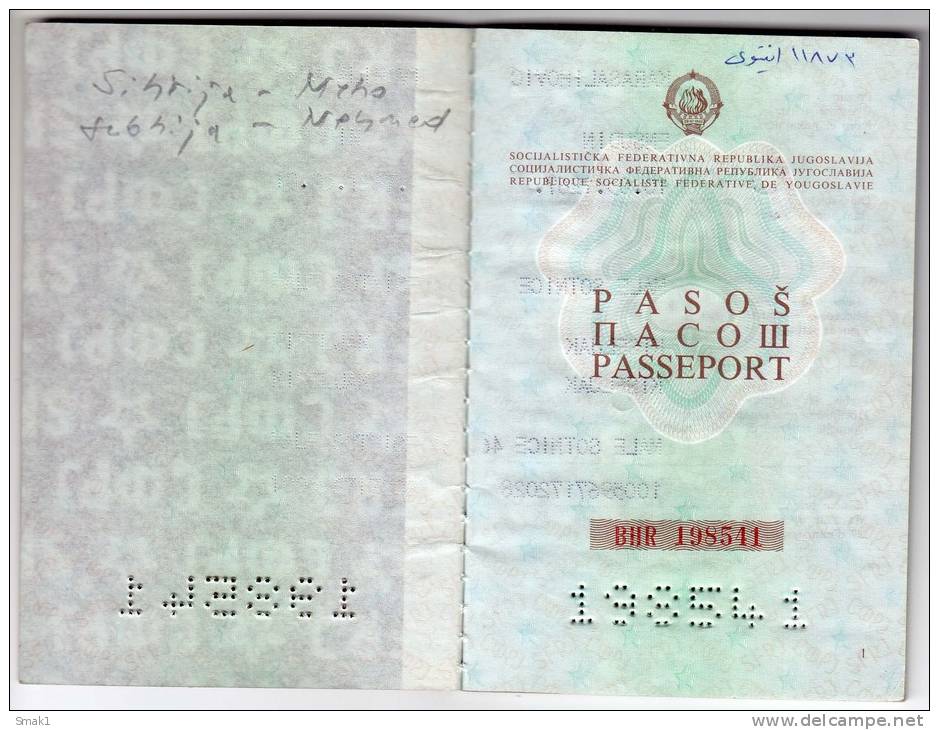 H PASSPORT SFRJ JUGOSLAVIA KISELJAK BOSNIA  WORK VISA FOR IRAQ - Historical Documents