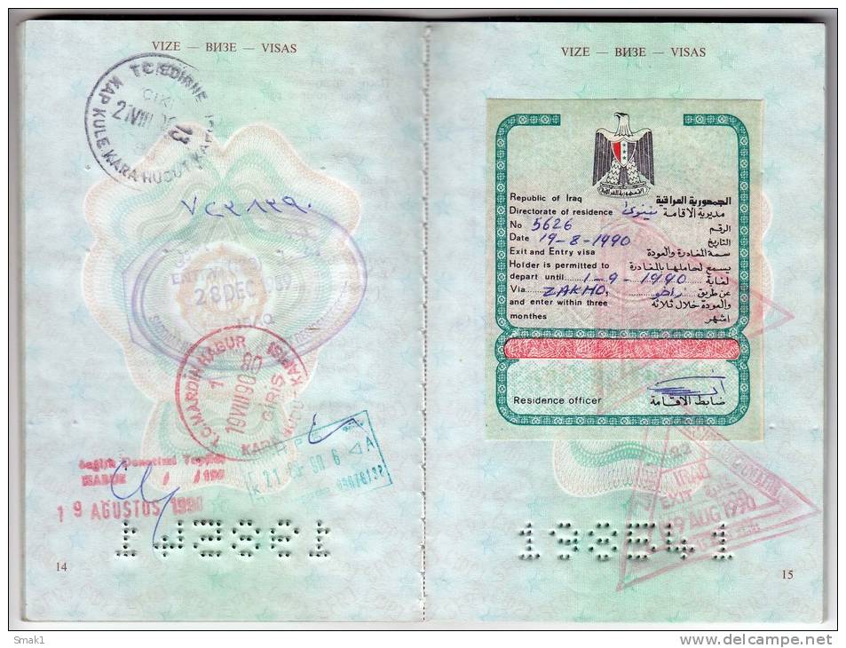 H PASSPORT SFRJ JUGOSLAVIA KISELJAK BOSNIA  WORK VISA FOR IRAQ - Historical Documents