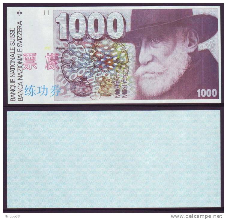 (Replica)China BOC (bank Of China) Training/test Banknote,Switzerland Schweiz A Series 1000 SFR Note Specimen Overprint - Suiza