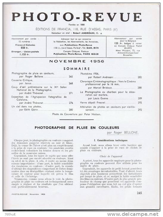 Novembre 1956 - PHOTO CINE REVUE  - Couverture : NIELSEN -  Sommaire Sur Le Scan - Photographs