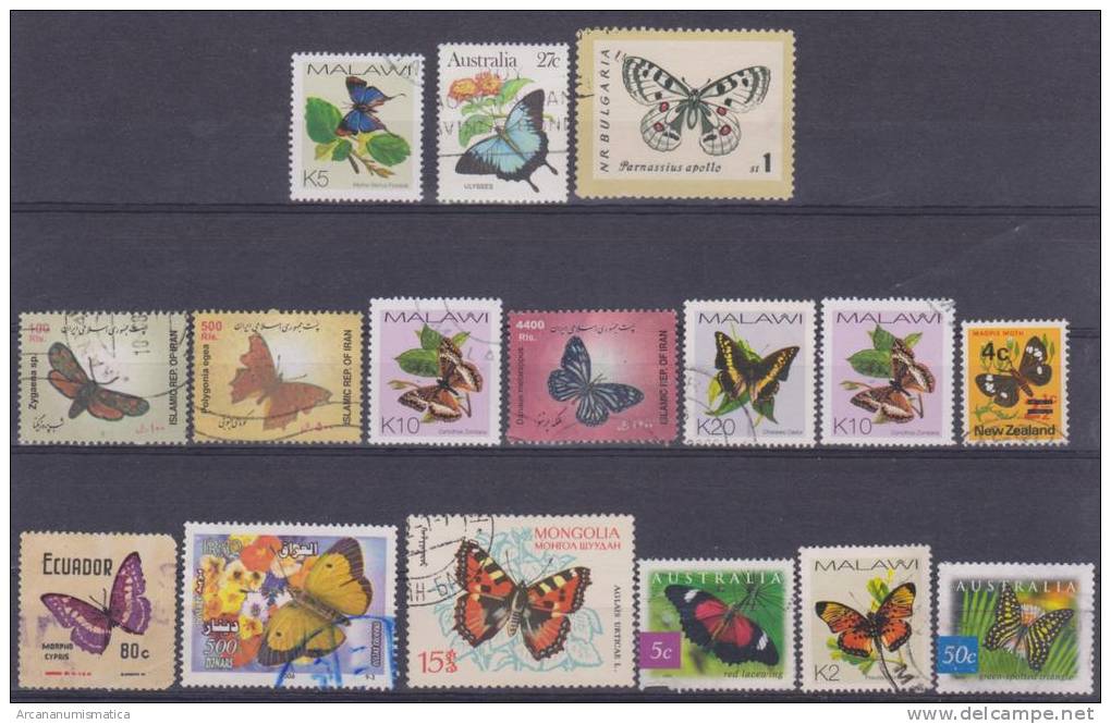 Lote De Sellos Usados / Lot Of Used Stamps  "MARIPOSAS BUTTERFLIES"   S-1166 - Mariposas