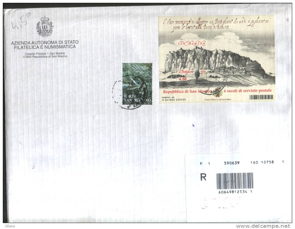 San Marino 2007 Busta Con Foglietto 400 Anni Di Posta E Valore Complementare - Used Stamps