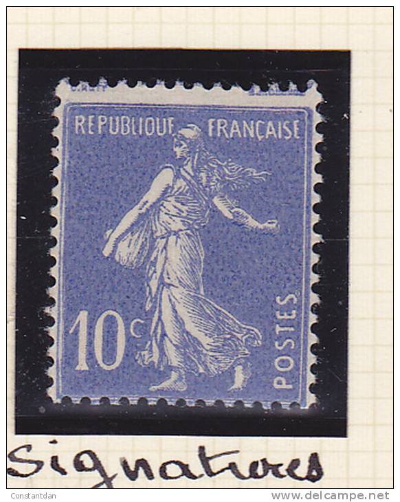 FRANCE N°279 10C BLEU TYPE SEMEUSE SIGNATURES EN HAUT  NEUF SANS CHARNIERE - Neufs