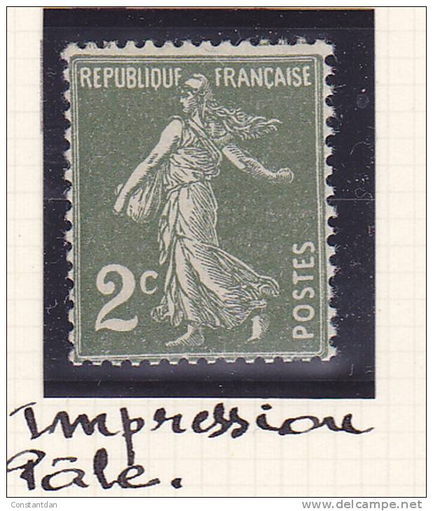 FRANCE N°278  2C VERT FONCE TYPE SEMEUSE CAMEE IMPRESSION PALE NEUF SANS CHARNIERE - Neufs