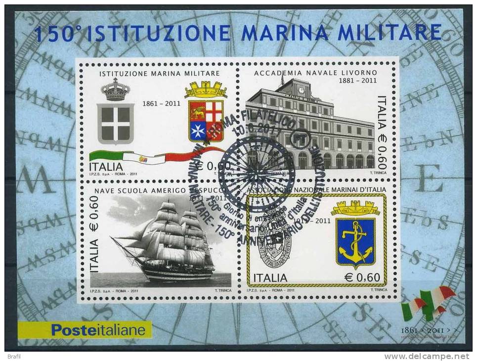 2011 Italia, Foglietto "Marina Militare" Con Annullo Ufficiale - 2011-20: Oblitérés