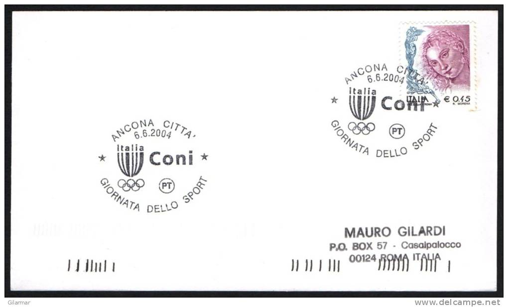 OLYMPIC RINGS - ITALIA ANCONA 2004 - CONI PROVINCIALE - GIORNATA DELLO SPORT - CARD VIAGGIATA - Summer 2004: Athens