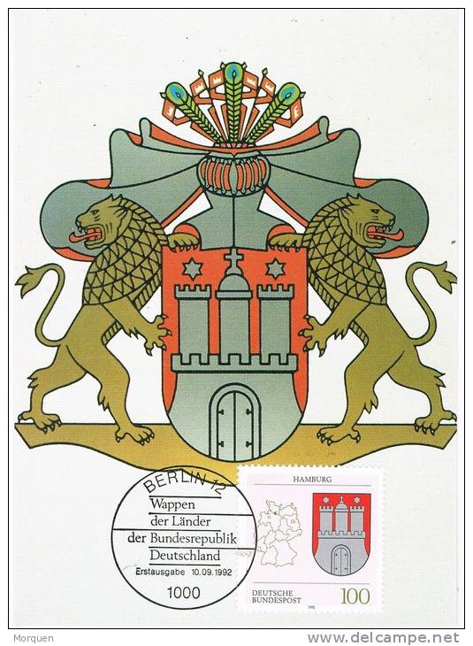 2457. Tarjeta Maxima BERLIN (Alemania) 1992. Wappen Hamburg - Otros & Sin Clasificación