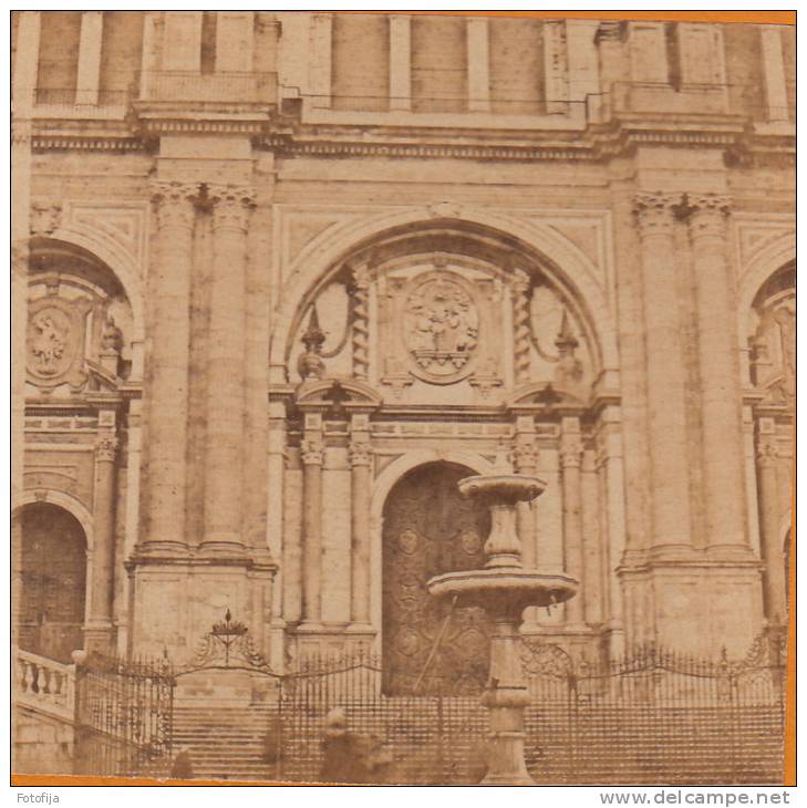 1860'S ESTEREO CATEDRAL DE MALAGA ESPAÑA SPAIN - Fotos Estereoscópicas