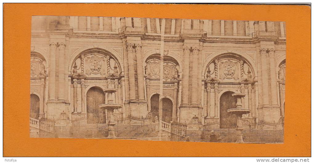 1860'S ESTEREO CATEDRAL DE MALAGA ESPAÑA SPAIN - Fotos Estereoscópicas