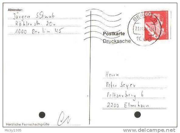 Germany / Berlin - Postkarte Echt Gelaufen / Postcard Used ( Q722)- - Lettres & Documents