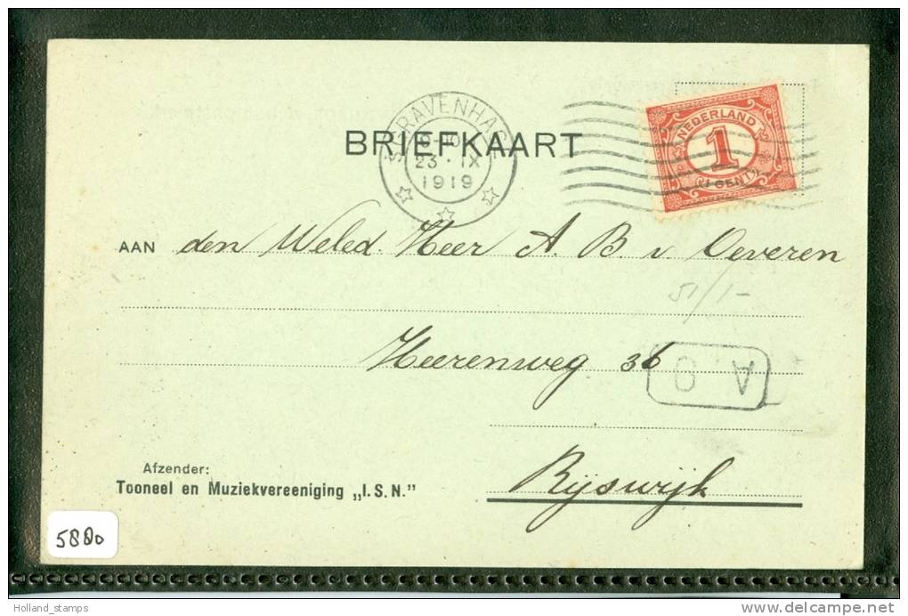 BRIEFKAART UIT 1919 VAN DEN HAAG NAAR RIJSWIJK (5880) - Briefe U. Dokumente