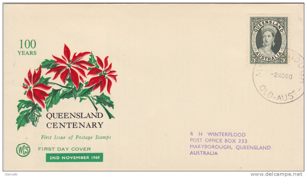 AUSTRALIA 1960 FDC 100 Years QUEENSLAND Centenary. - Brieven En Documenten