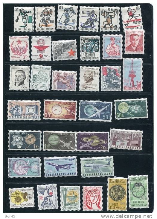 Czechoslovakia  1963 Mi 1377-1446 MH Complete Year  (-4 Stamps) CV 80 Euro - Annate Complete