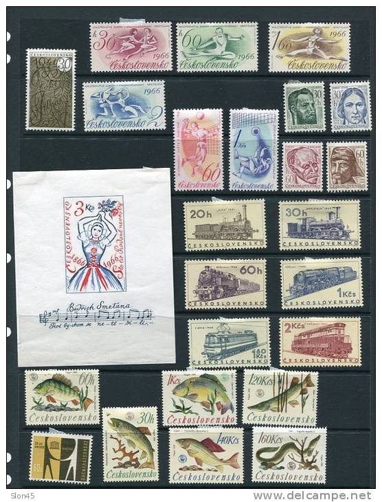 Czechoslovakia  1966  Mi 1591-1673 MH Complete Year  (-3 Stamps) CV 140 Euro - Full Years