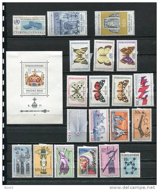 Czechoslovakia  1966  Mi 1591-1673 MH Complete Year  (-3 Stamps) CV 140 Euro - Full Years