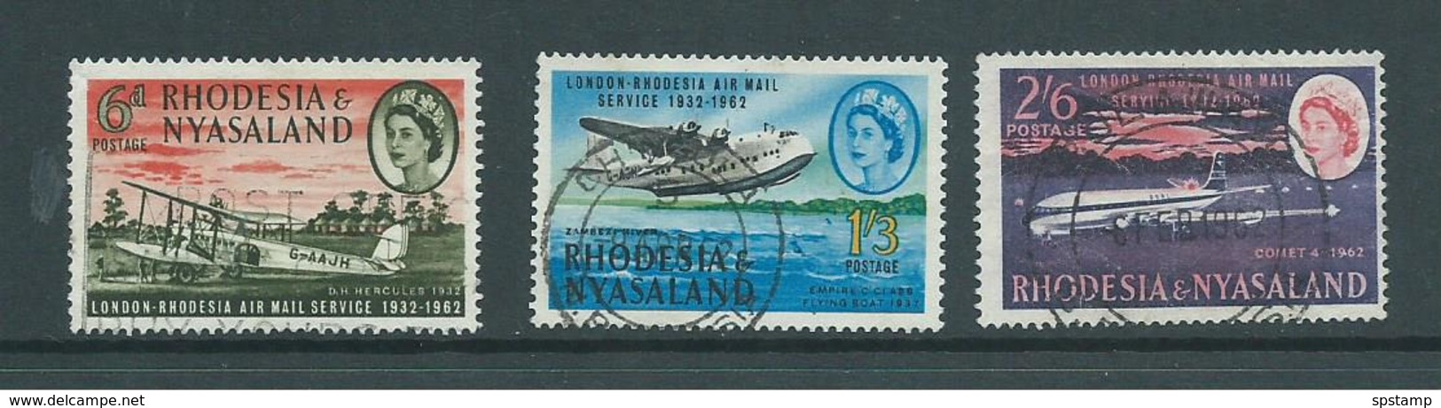 Rhodesia & Nyasaland 1962 Air Transport Anniversary Set 3 FU - Rodesia & Nyasaland (1954-1963)