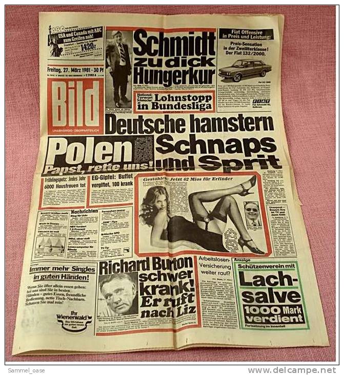 BILD-Zeitung Vom 27.3. 1981 Mit : Polen - Papst. Rette Uns  -  Deutsche Hamstern Schnaps Und Sprit - Other & Unclassified