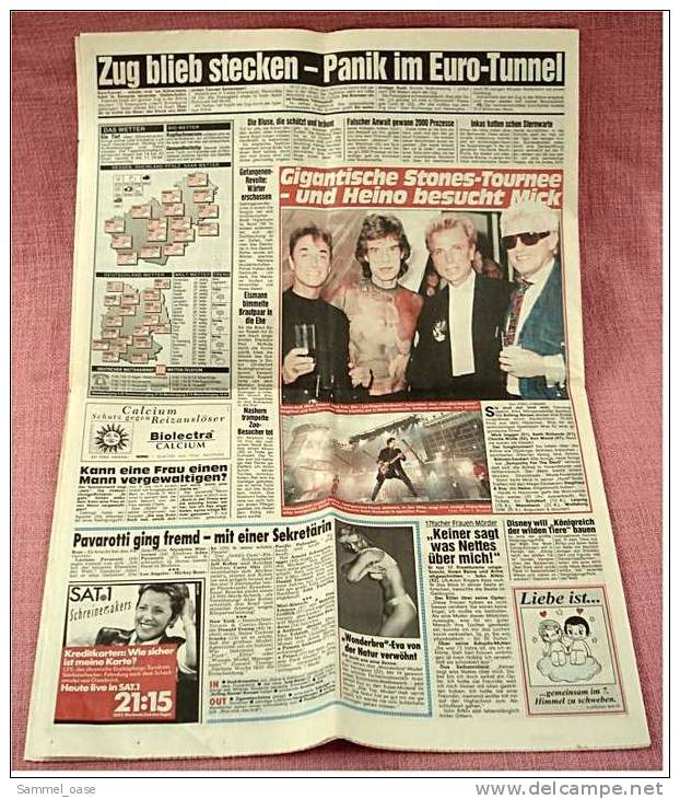 BILD-Zeitung Vom 22.6. 1995 Mit : Panik Im Euro-Tunnel - Zug Blieb Stecken  ,  Polizei Stürmt Jumbo In Japan - Other & Unclassified