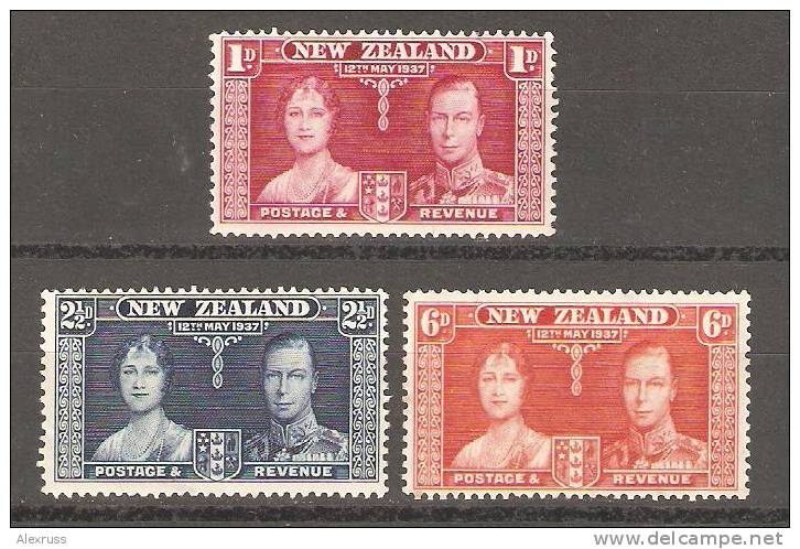 NEW ZEALAND 1937 CORONATION SET KING GEORGE VI , MVLH* - Unused Stamps