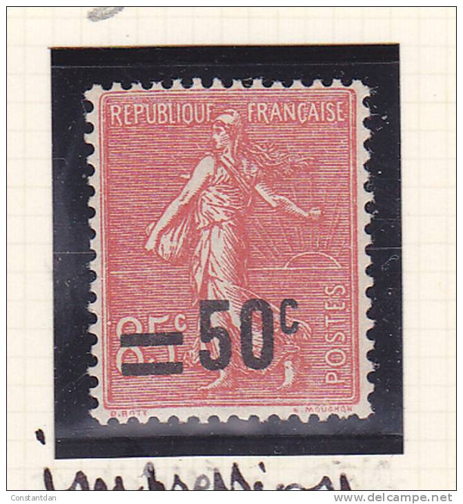 FRANCE N°221 50C S 85C ROUGE TYPE SEMEUSE LIGNEE IMPRESSION PALE NEUF SANS CHARNIERE - Unused Stamps
