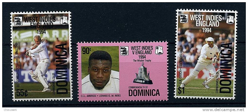 Dominique ** N° 1665 à 1667 - Cent. Des Rencontres De Cricket - Dominica (1978-...)