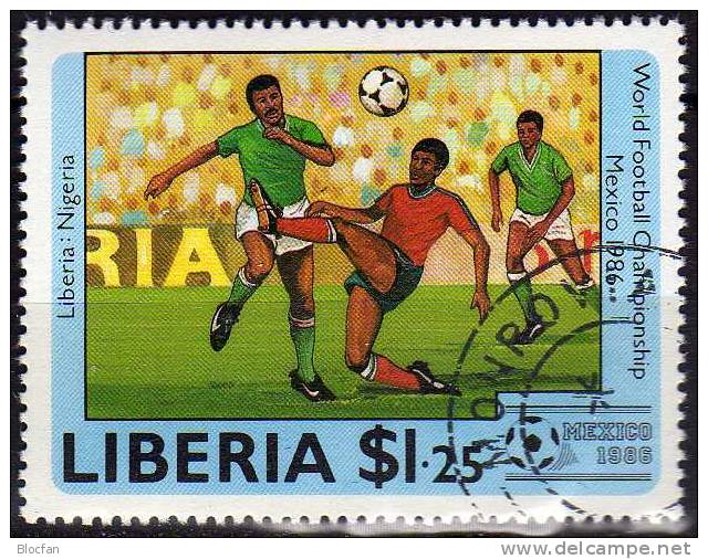 Fußball-WM 1986 Mexico Spiel-Szene Nigeria-Liberia 1335 Out Block 109 O 4€ Fussballer Fogli Soccer Bloc Sheet Bf Africa - 1986 – Mexique