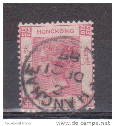 (SA0375) HONG KONG, 1882 (Queen Victoria, 2 C., Rose). Mi # 35a. Used Stamp - Gebraucht