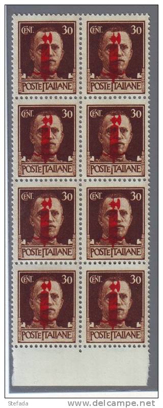 ITALIA ITALY 1944 R.S.I   30 Cent. IMPERIALE SOPRAST. Nuovo In Blocco Di Otto MNH** - Nuovi