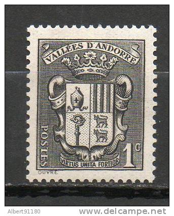 ANDORRE  1c Noir 1937-43 N°47 - Ungebraucht