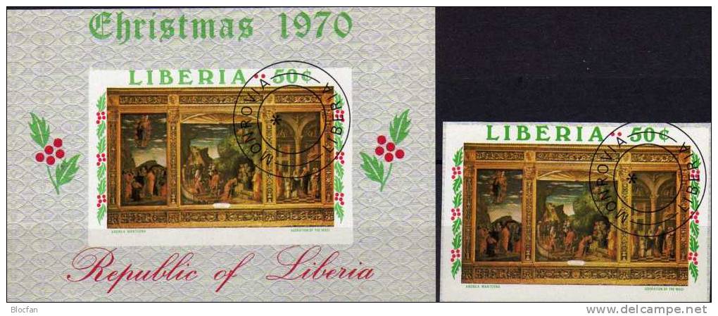 Gotische Malerei Weihnachten 1970 Liberia 768 Plus Block 53 O 2€ Gemälde Fogli Painting Bloc Christmas Sheet Bf Africa - Liberia