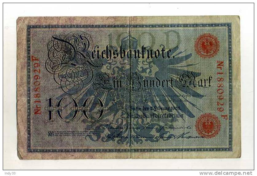 - ALLEMAGNE . 100 M. 1908  . - 100 Mark