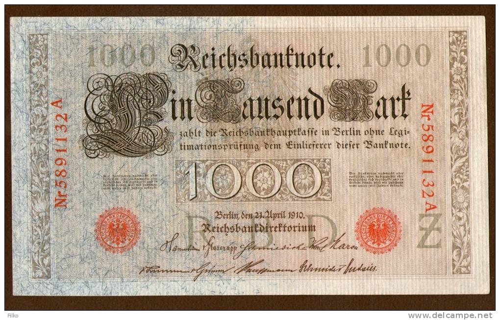 Germany,1000 Mark,21.4.10,P.44b,Ro.40b, Serie:A/Z,UNC,7 Stellig,as Scan - 1000 Mark