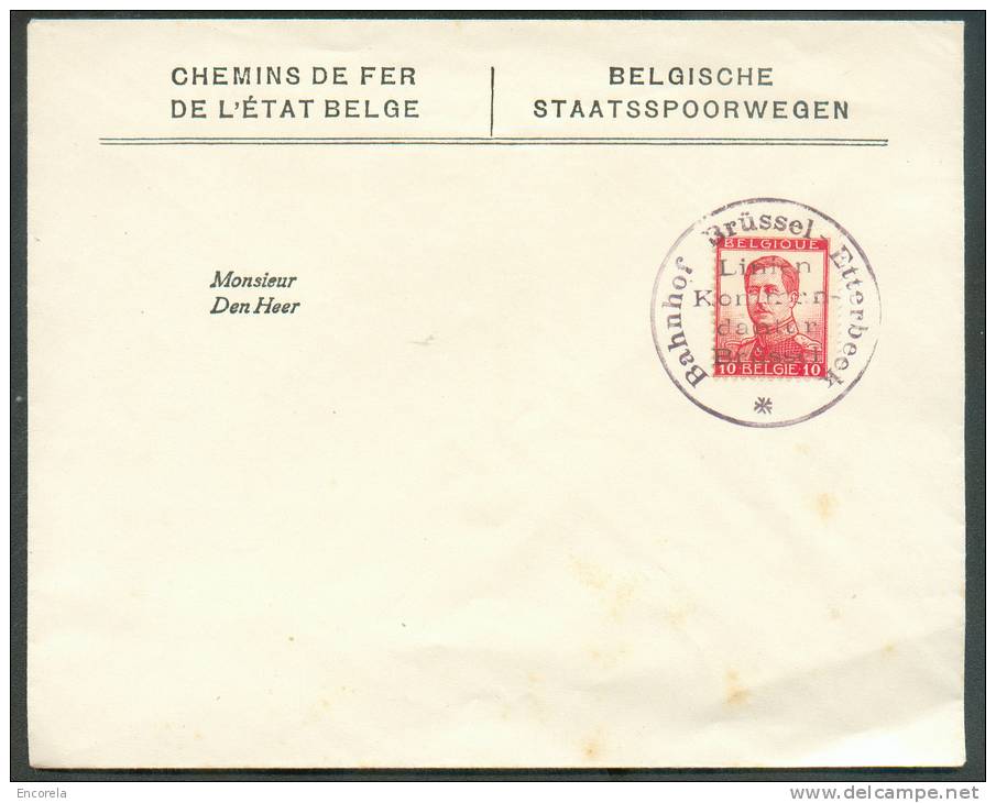 N°120 - Obl. Sc BAHNHOF BRÜSSEL - ETTERBEEK /Linien/Kommen-danter Brussel * S/Enveloppe De Service Des Chemins De Fer. - - 1912 Pellens