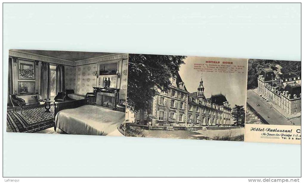 Saone Et Loire -gd Format- Ref-E523- Publicité 3 Volets Souples -hotel Restaurant Chateau St Jean -st Jean Le Priche - - Otros & Sin Clasificación