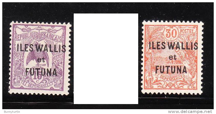 Wallis And Futuna Islands 1920-28 New Caledonia Stamps Overprinted 2v Mint - Ongebruikt
