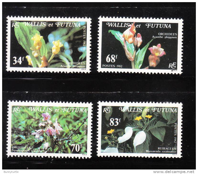 Wallis And Futuna Islands 1982 Orchids And Rubiaceae Flowers MNH - Ongebruikt