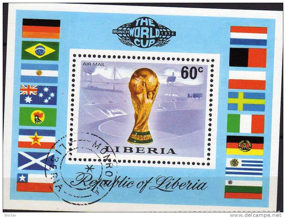 Fußball-Championat 1974 Germany FIFA-Pokal Liberia Block 72 O 2€ Fussballer Im Stadion Fogli Soccer Bloc Sheet Bf Africa - Liberia