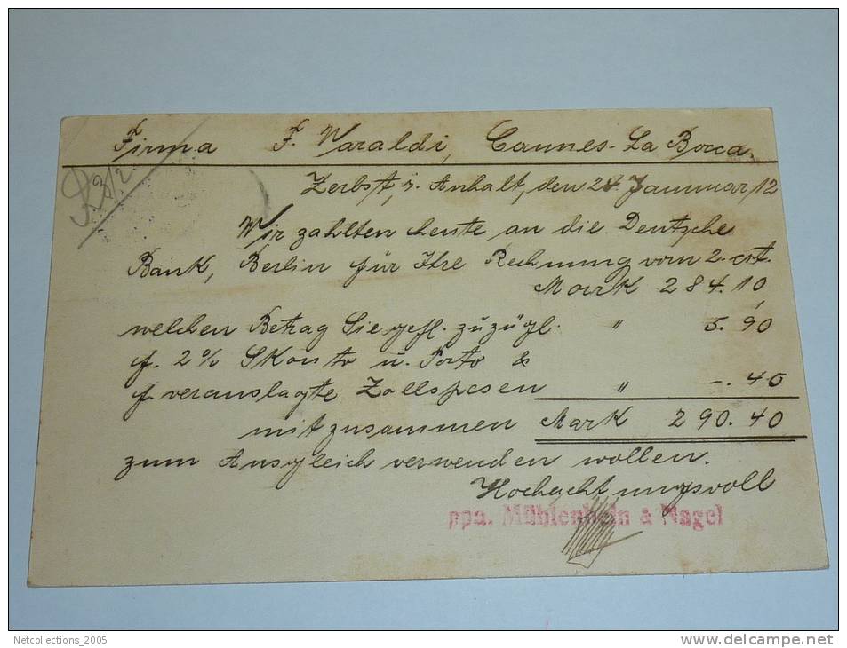 CARTE LETTRE N°24 - ZERBST - MÜHLENBEIN & NAGEL - PARFUMERIE FABRIK - ALLEMAGNE DEUTSCHLAND (d) - Zerbst