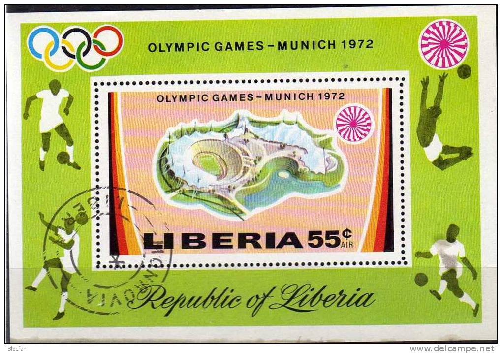 Olympiastadion Muinch 1972 Liberia Block 60 O 5&euro; Olympiade-Gelände Stadion Hb Sport Bloc Ss Olympic Sheet Bf Africa - Liberia