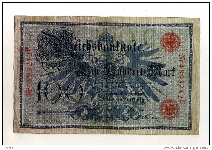 - ALLEMAGNE . 100 M. 1908  . - 100 Mark