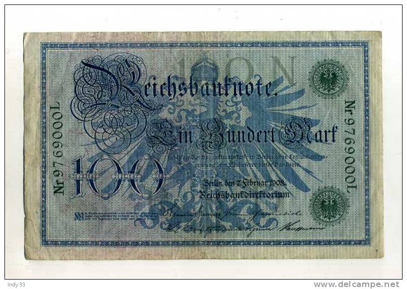 - ALLEMAGNE . 100 M. 1908  . - 100 Mark